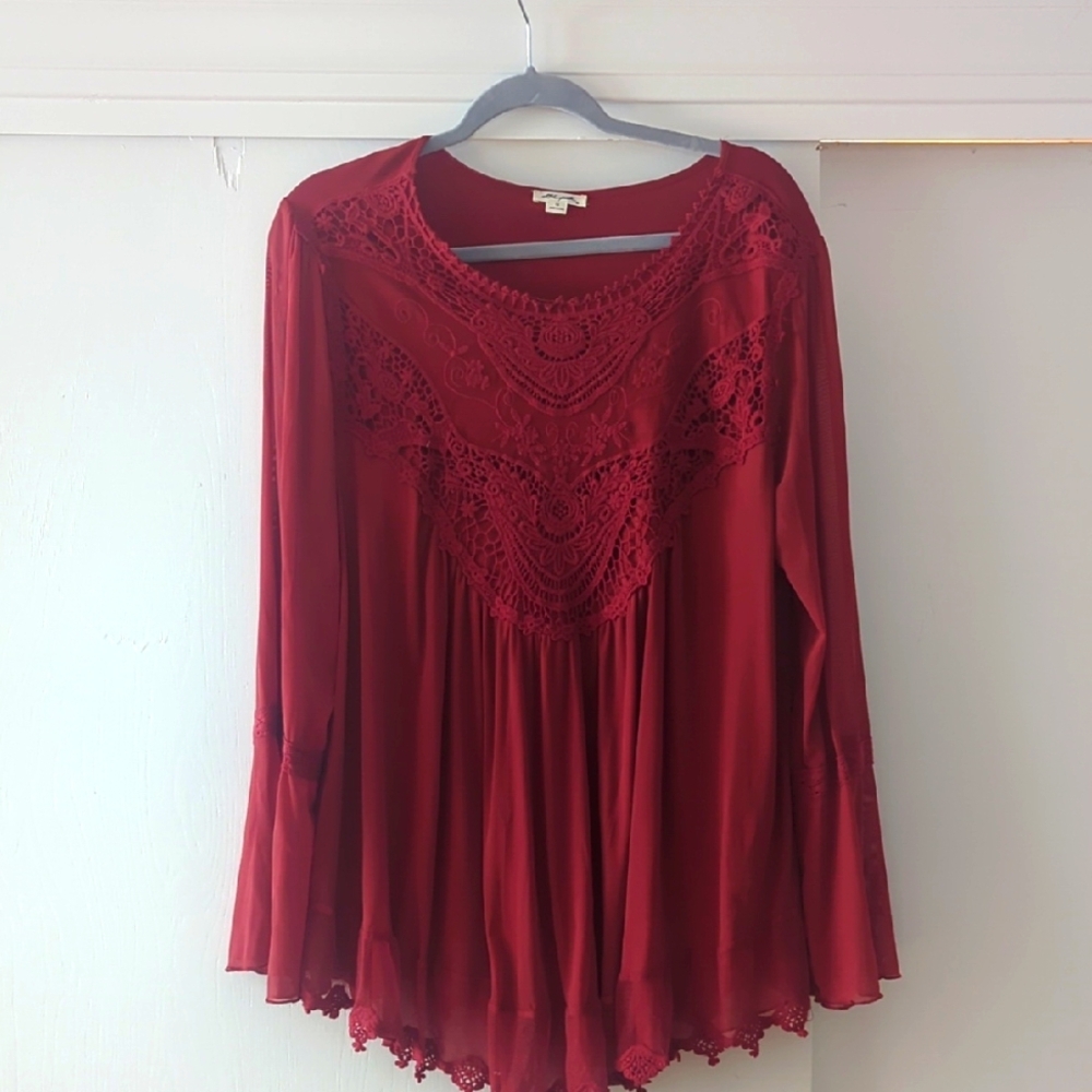 Elegant Rust colored Lace Women's Top